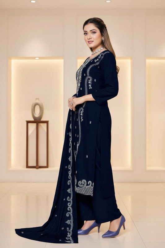 Premium Rayon Unstitched Dress Material With Worked Dupatta