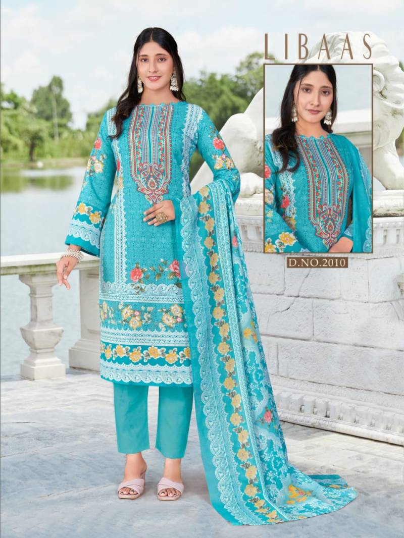 Digital Style Sky Blue Cotton Printed Unstitched  Suit for Women