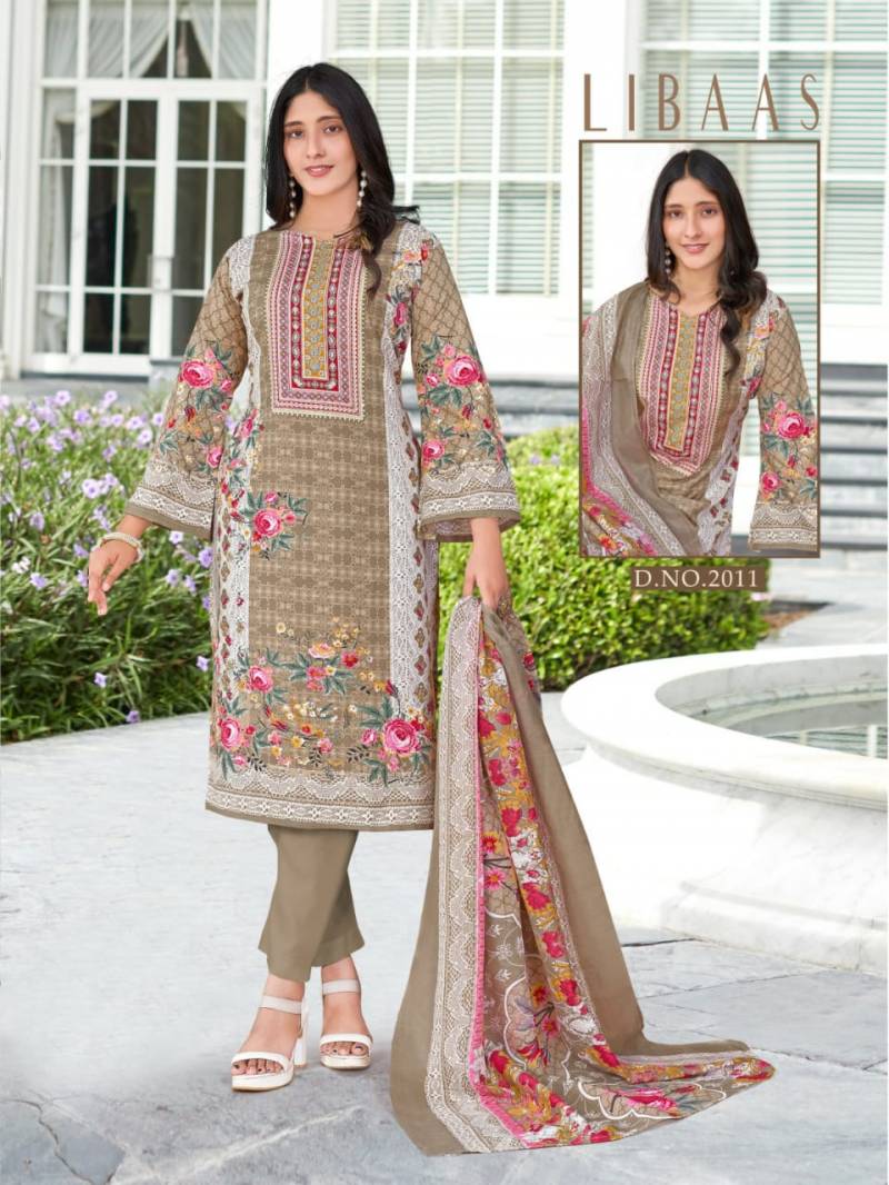 Premium Style Beige Cotton Printed Unstitched Suit for Women