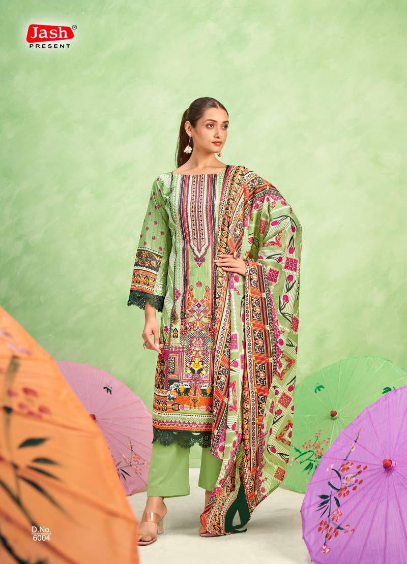 Trendy Light Green Printed Cotton Mix Salwar Suit Set for Women – Unstitched Top, Bottom & Dupatta