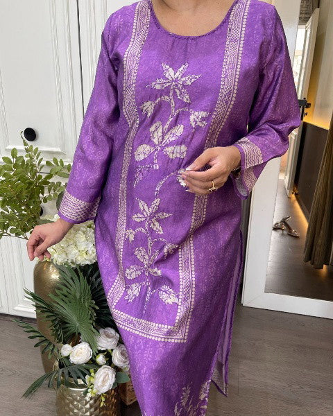 Rayon Printed Casual Wear Kurti Pant & Dupatta Set