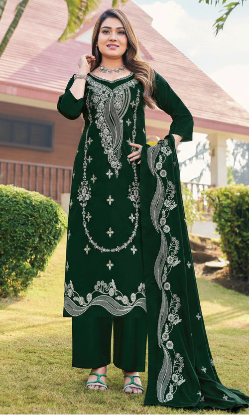 Premium Rayon Unstitched Dress Material With Worked Dupatta