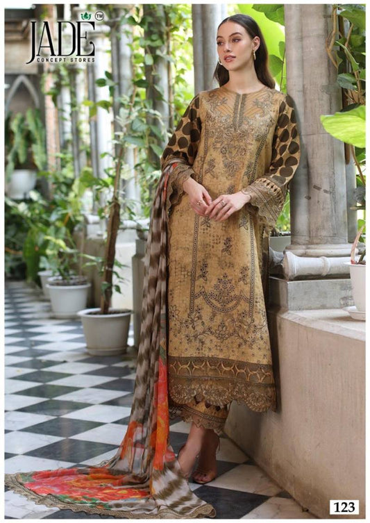 Earthy Elegance: Beige & Brown Cotton Salwar Kameez with Tie-Dye Dupatta