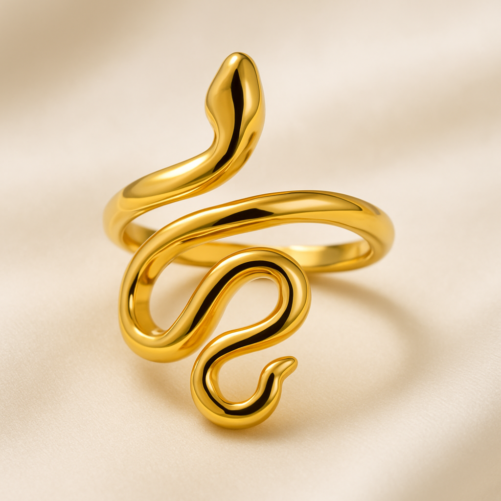 Elegant Gold Snake-Shaped Adjustable Ring