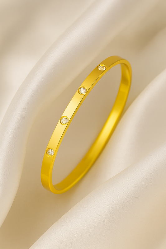 Elegant Gold-Plated Anti-Tarnish Bracelet with Crystal Studs | Adjustable Unisex Design