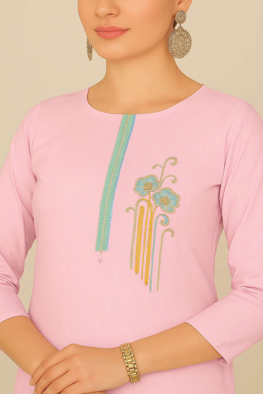 Elegant Light Pink Embroidered Lawn Suit with Hand Brush Print & Lace Dupatta