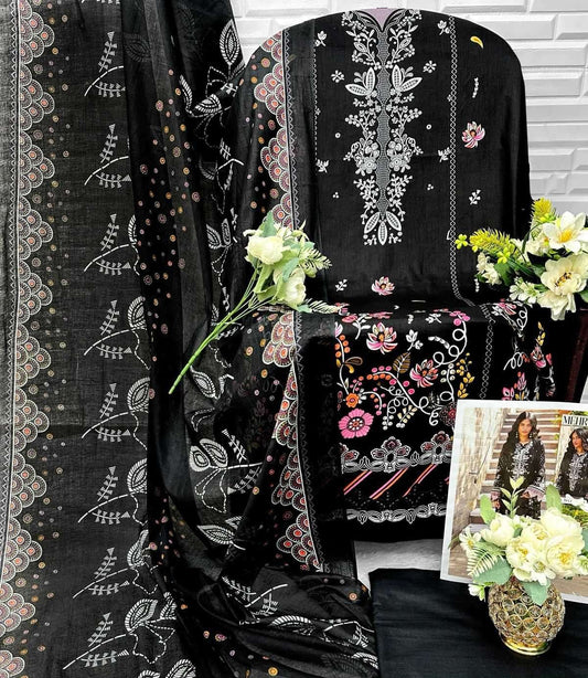 Midnight Bloom: Exquisite Black Unstitched 3-Piece Suit