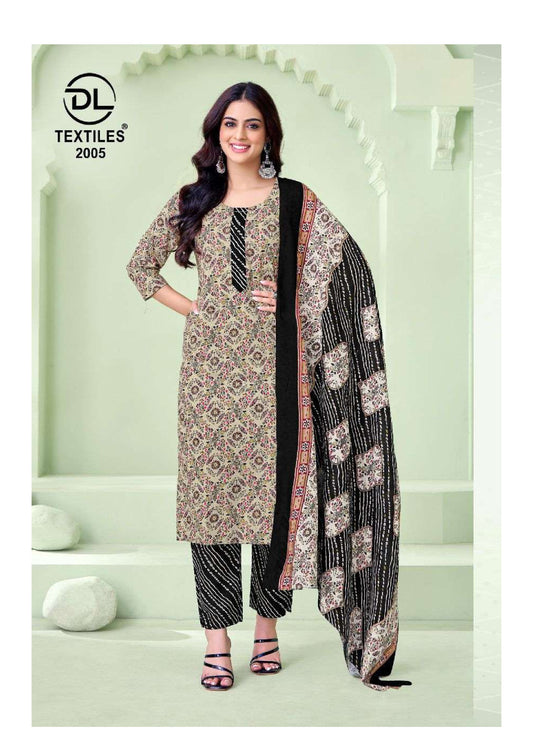 Beige & Black Traditional Printed Cotton Suit Set – Women’s Ethnic Wear
