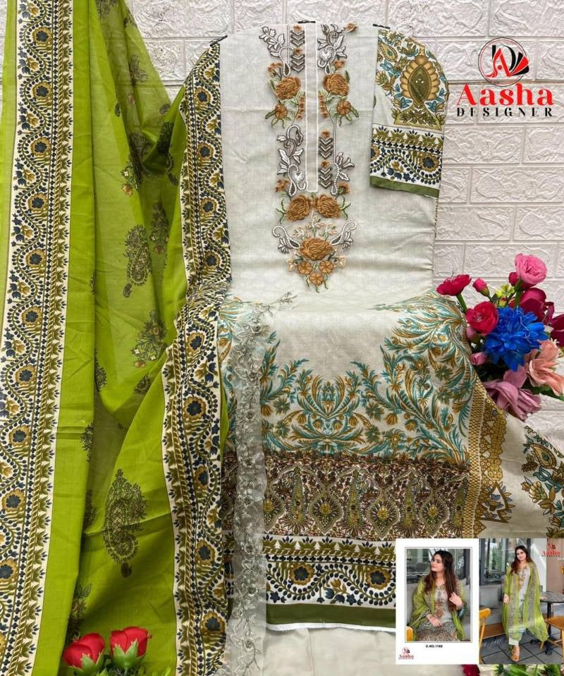 Fresh Lime Green Floral Embroidered Cotton Suit – Designer Unstitched 3-Piece Set with Dupatta