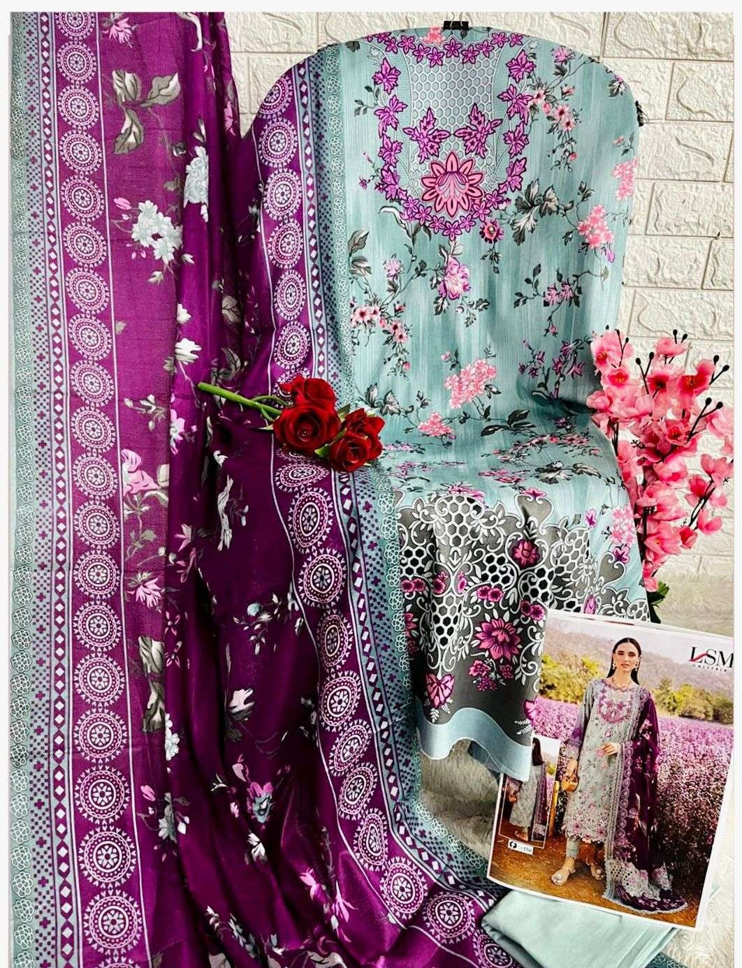 Lavender Mint – Dual-Tone Embroidered Floral Lawn