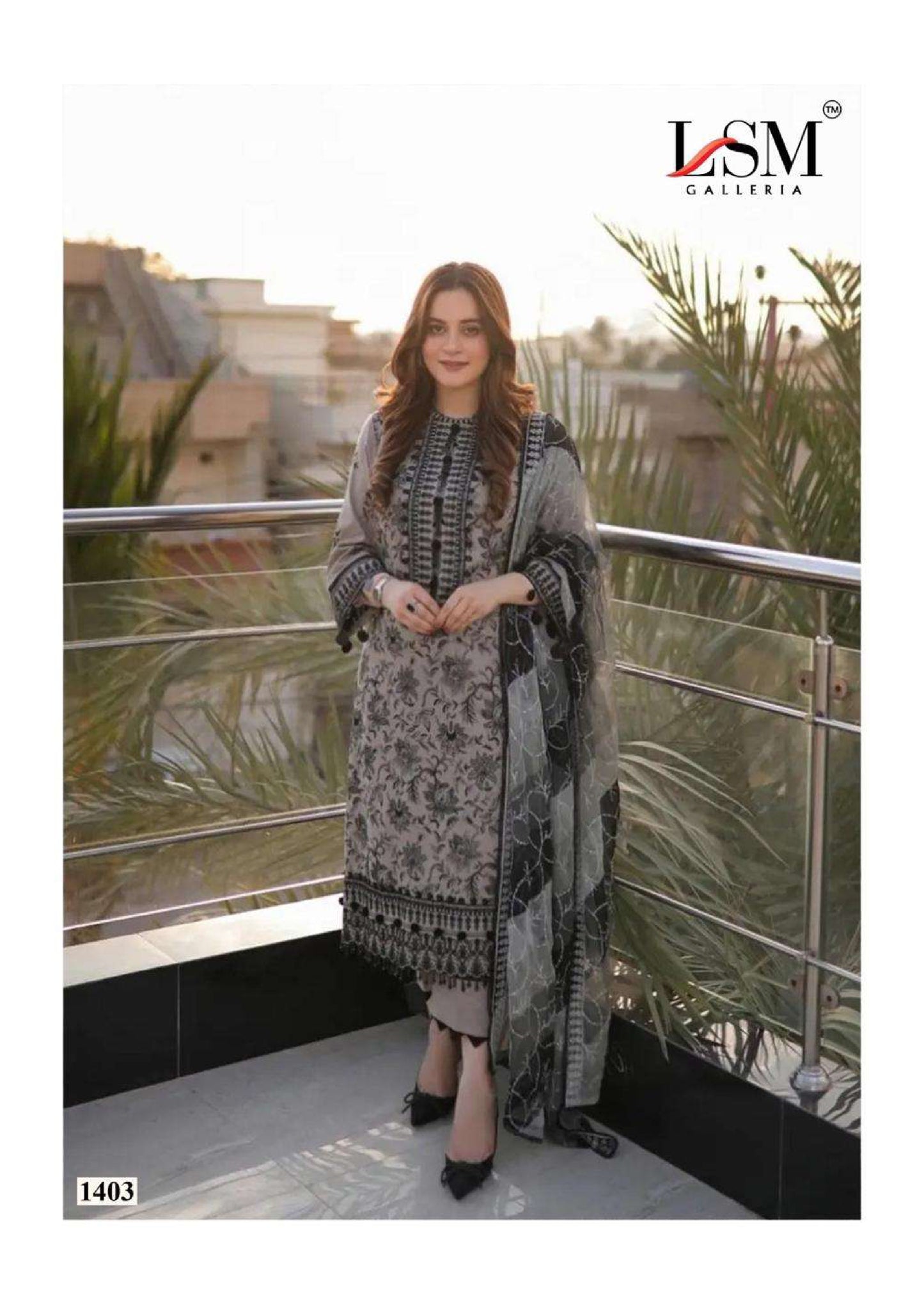 Grey Whisper (Ash Grey Printed Suit) | Pure Heavy Lawn Cotton