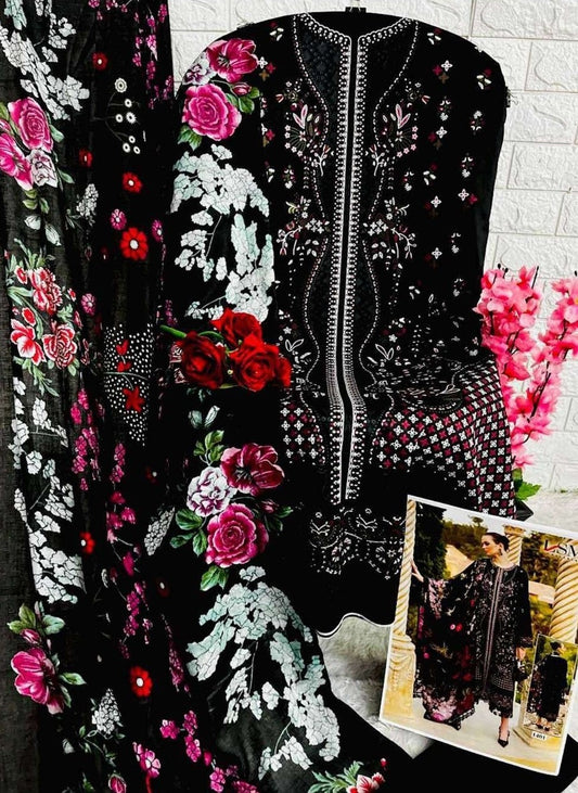 Midnight Bloom (Black Floral Suit) | Pure Heavy Lawn Cotton
