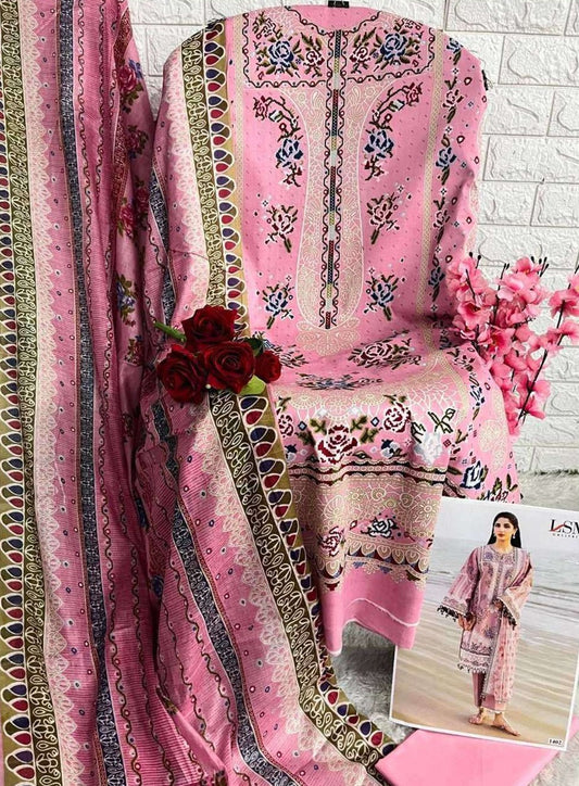 Blush Grace (Pastel Pink Embroidered Suit) | Pure Heavy Lawn Cotton