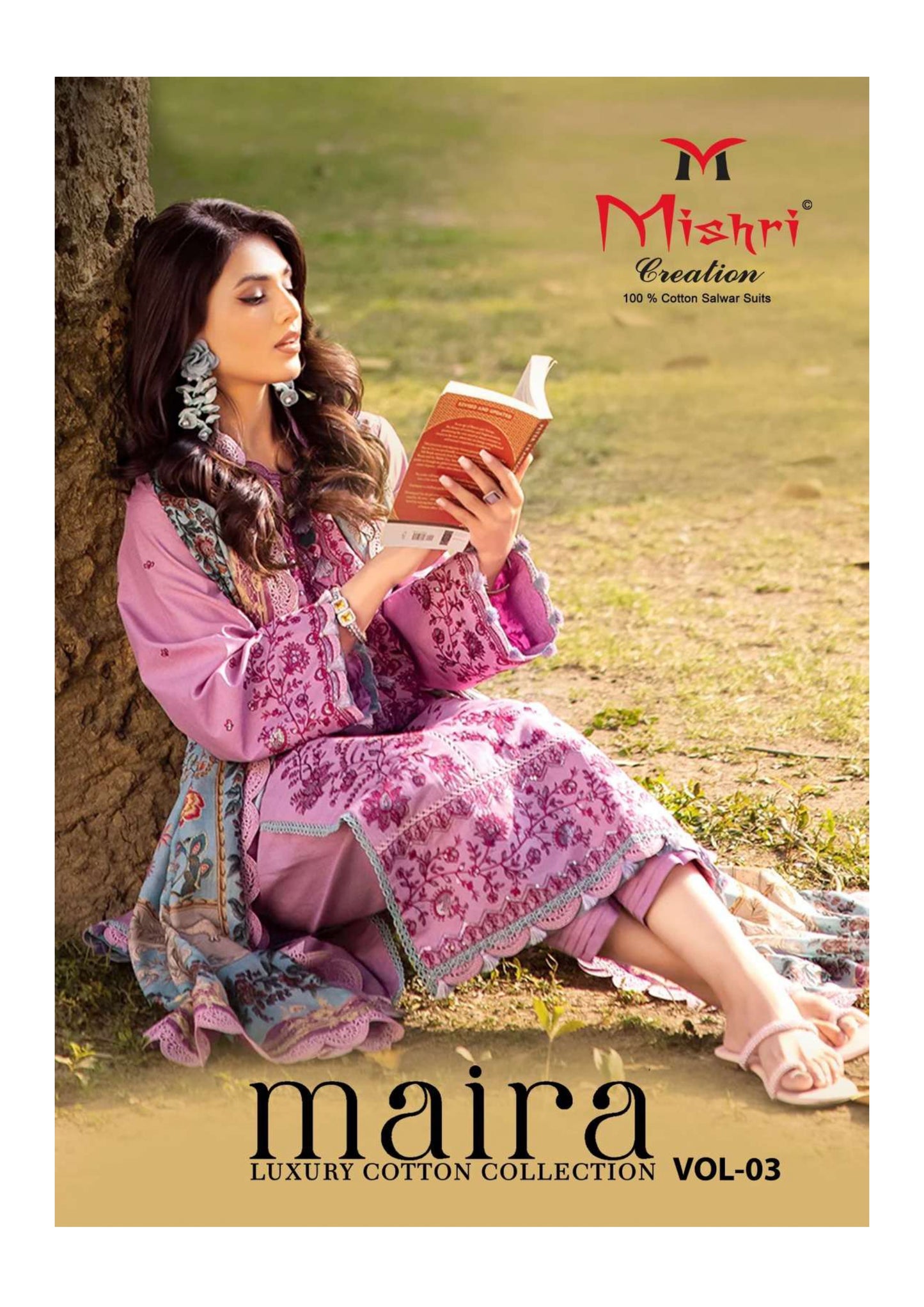 Luxury Cotton Printed Salwar Suit – 100% Pure Cotton | Romantic Lavender Floral