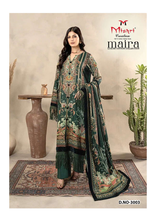 Luxury Cotton Printed Salwar Suit – 100% Pure Cotton | Royal Emerald Green
