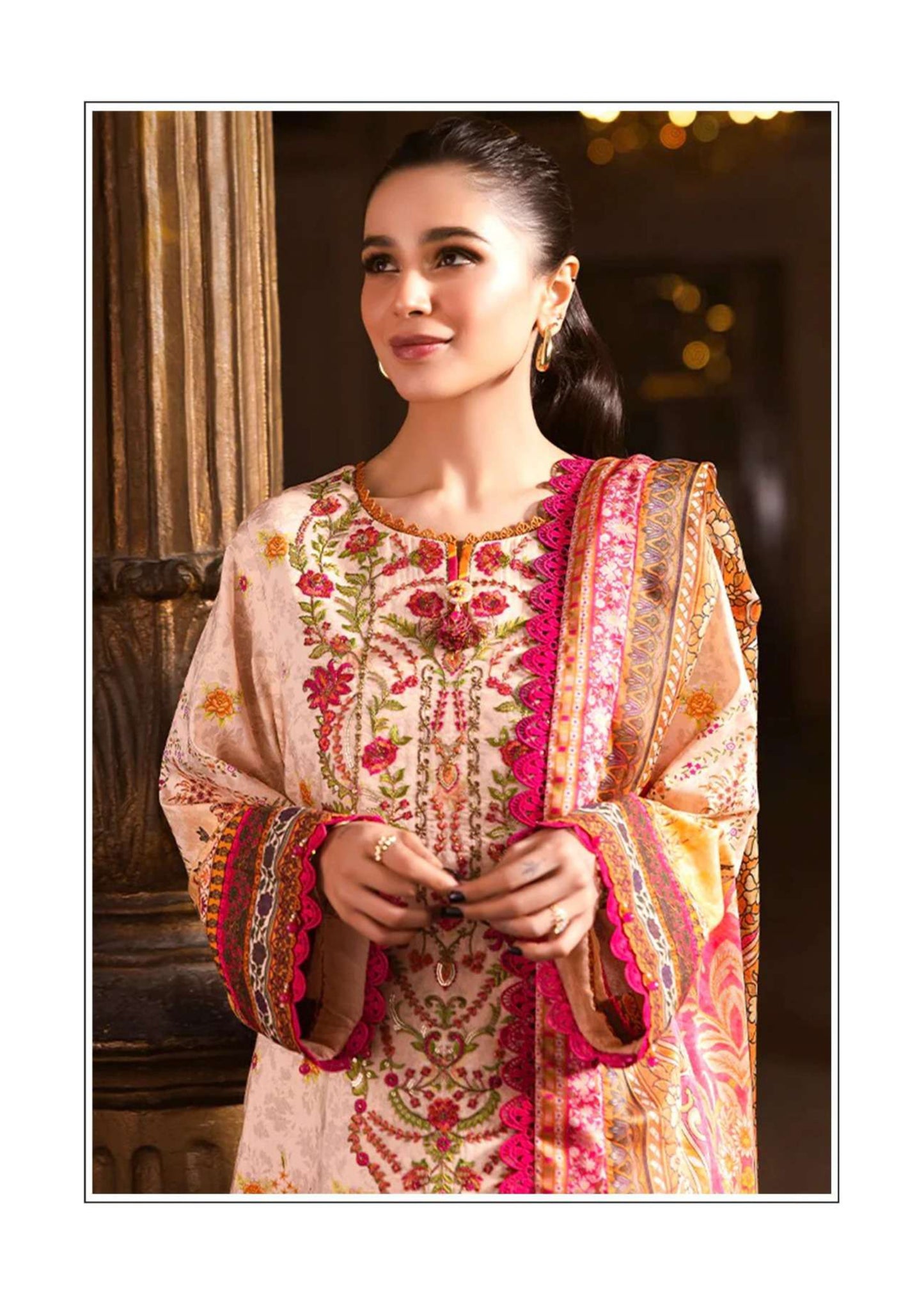 Luxury Cotton Printed Salwar Suit – 100% Pure Cotton | Sunset Peach-Pink Fusion