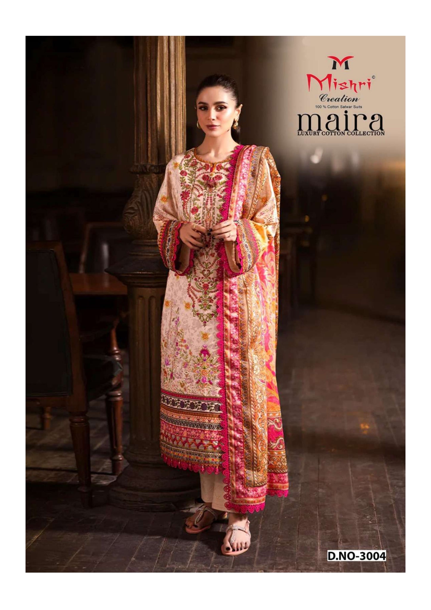 Luxury Cotton Printed Salwar Suit – 100% Pure Cotton | Sunset Peach-Pink Fusion