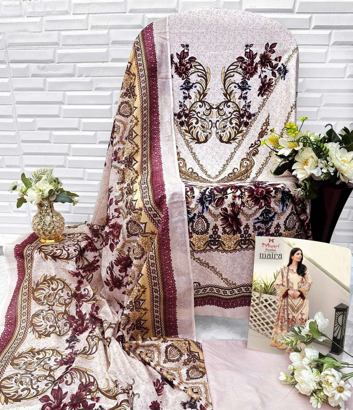 Luxury Cotton Printed Salwar Suit – 100% Pure Cotton | Classic Ivory with Maroon-Gold Hues
