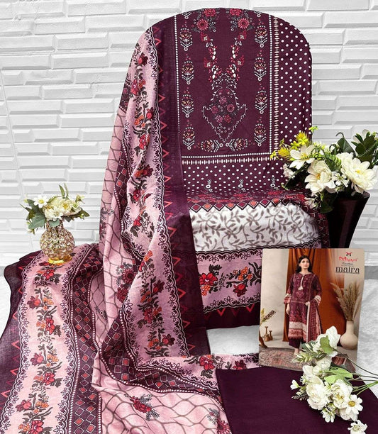 Luxury Cotton Printed Salwar Suit – 100% Pure Cotton | Rich Maroon with Heritage Motifs