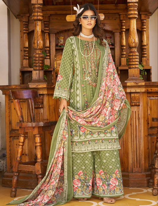 Exquisite Floral Unstitched Cotton Dress Material Collection