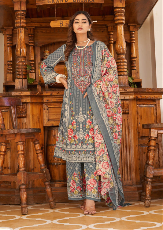 Luxury Embroidered Unstitched Cotton Suit Collection