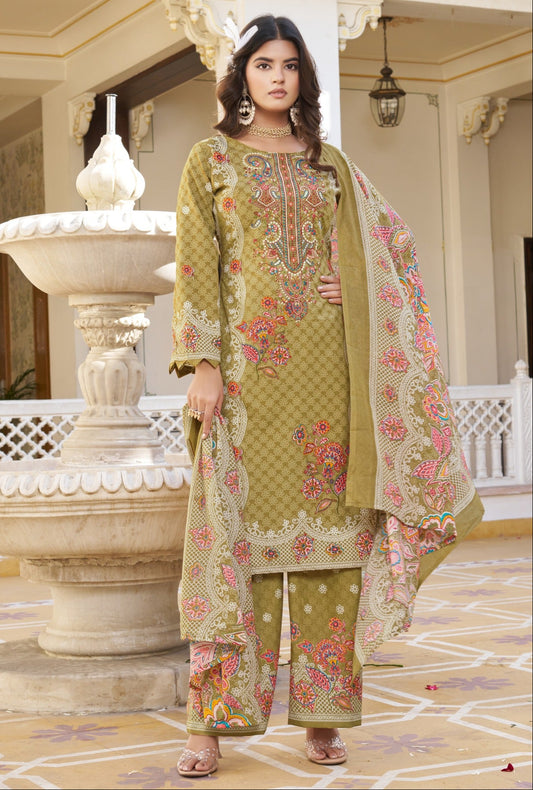 Artisan Embroidered Cotton Unstitched Dress Material Collection