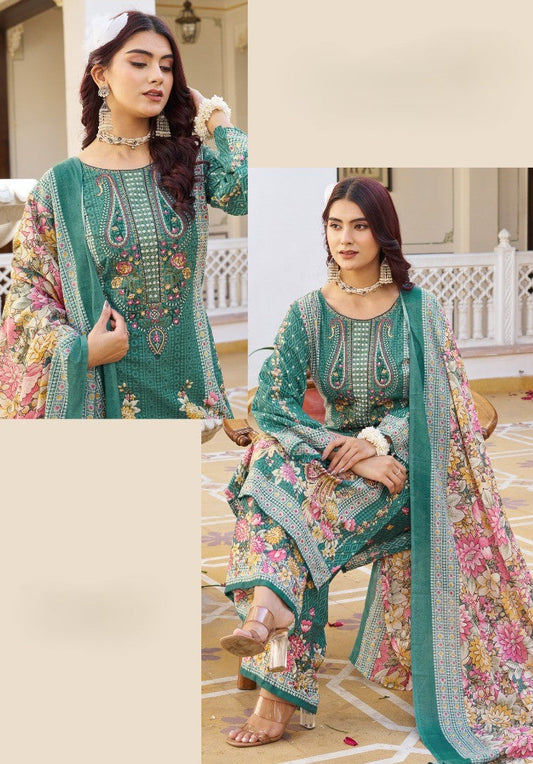 Vibrant Floral & Embroidered Pure Cotton Unstitched Dress Material Collection