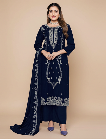 Premium Rayon Unstitched Dress Material With Worked Dupatta
