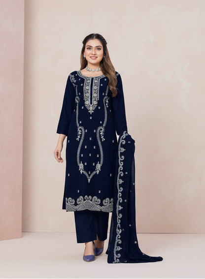 Premium Rayon Unstitched Dress Material With Worked Dupatta