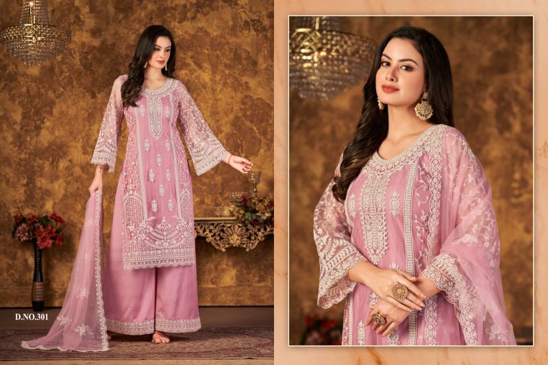 Elegant Mauve Net Suit with Heavy Embroidery & Dupatta – Festive & Wedding Wear