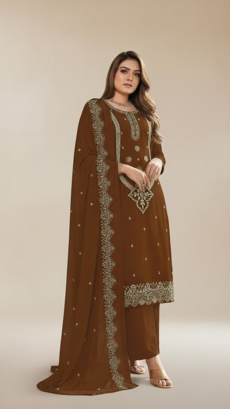 Premium Rayon Unstitched Dress Material With Worked Dupatta