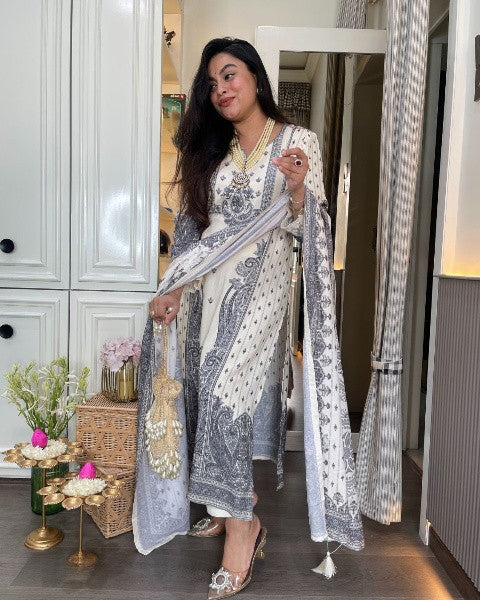 Rayon Printed Casual Wear Kurti Pant & Dupatta Set