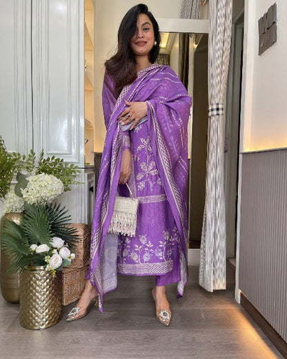 Rayon Printed Casual Wear Kurti Pant & Dupatta Set