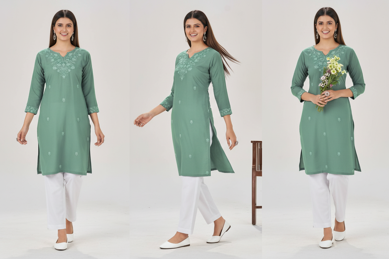 Women’s Straight Kurti with Embroidery | Ethnic Daily Wear ( Kurti Only )