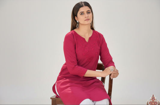 Women’s Straight Kurti with Embroidery | Ethnic Daily Wear ( Kurti Only )