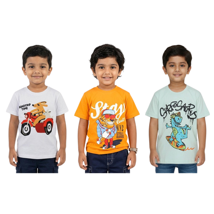Boys Cotton T-Shirt Combo Pack of 3 – Comfortable Daily Wear