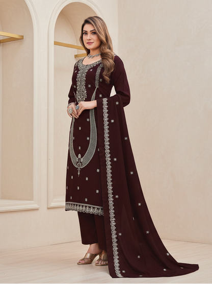 Premium Rayon Unstitched Dress Material With Worked Dupatta