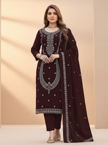 Premium Rayon Unstitched Dress Material With Worked Dupatta