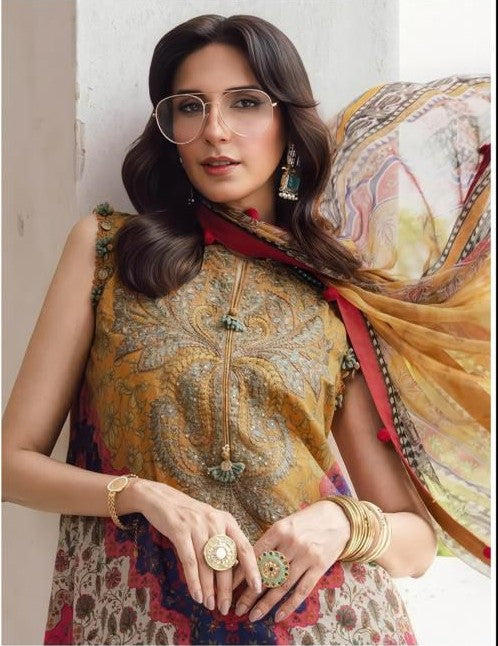 Pure Cotton Heavy Patch Work Unstitched Dress Material with Cotton Dupatta