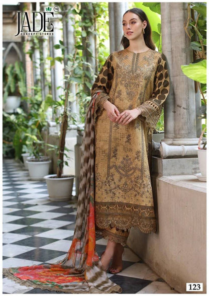 Earthy Elegance: Beige & Brown Cotton Salwar Kameez with Tie-Dye Dupatta