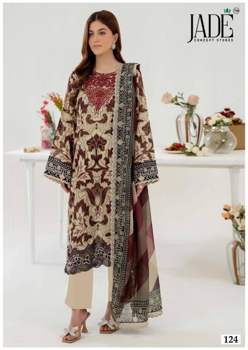 Beige & Maroon Printed Cotton Salwar Suit Set for Women – Unstitched Top, Bottom & Dupatta Vintage Elegance