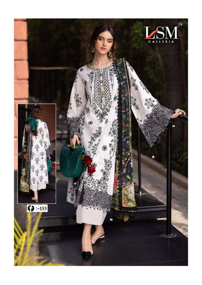 Ivory Noir – Black & White Heavy Lawn Suit with Printed Dupatta
