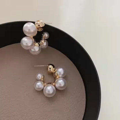 Designer Gold Plated Pearl Bubble Stud Earrings | Trendy Statement Jewelry for Women