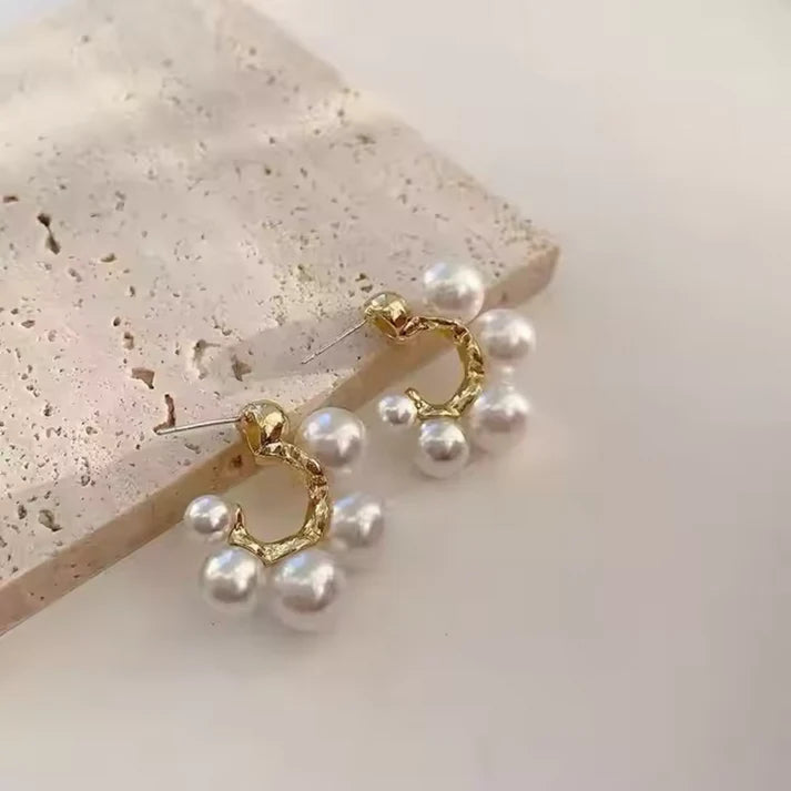 Designer Gold Plated Pearl Bubble Stud Earrings | Trendy Statement Jewelry for Women