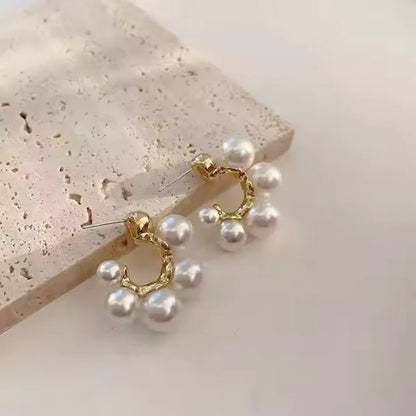Designer Gold Plated Pearl Bubble Stud Earrings | Trendy Statement Jewelry for Women