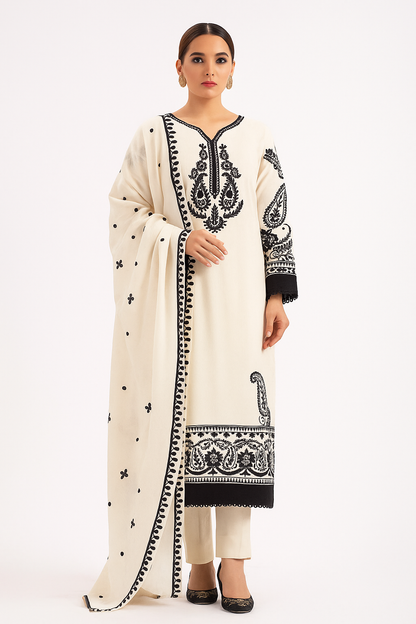 Ivory Noir (Ivory & Black Printed Suit) | Pure Heavy Lawn Cotton