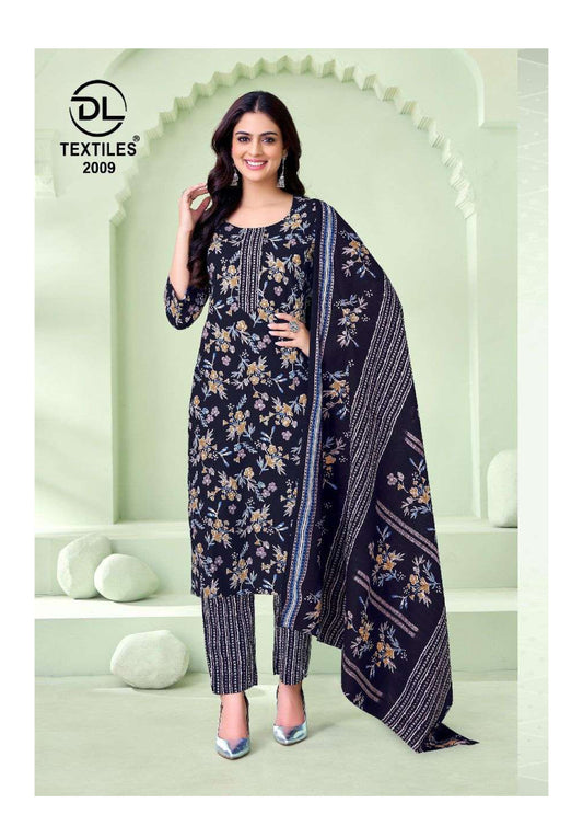 Navy Blue Floral Cotton Kurta Set – Office & Casual Ethnic Wear