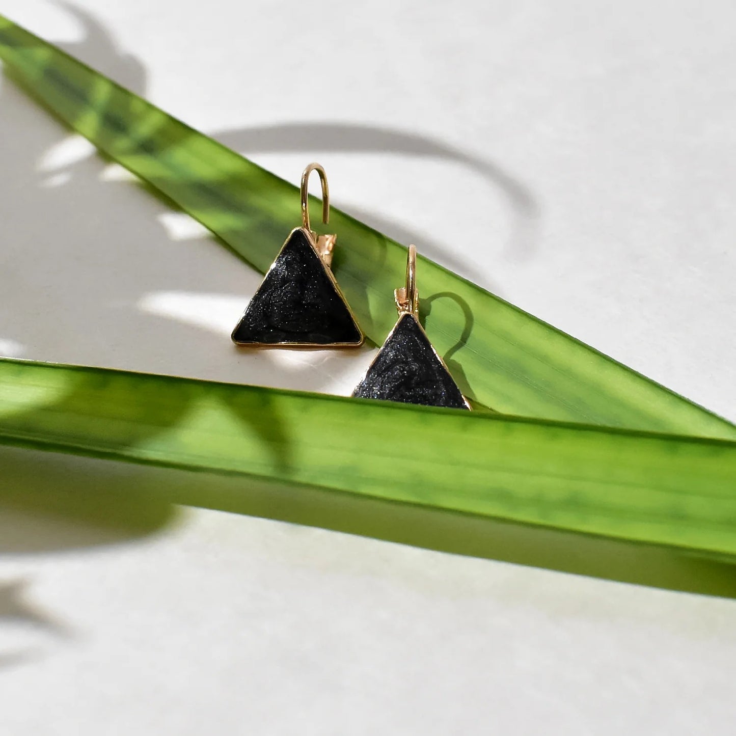Timeless Triangle Drop Earrings – Modern Minimalist Charm in Black & Gold