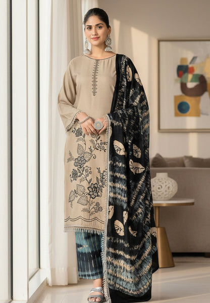 Unstitched Rayon Suit with Sequin Embroidery, Daman Lace & Printed Dupatta – 3 Piece Dress Material