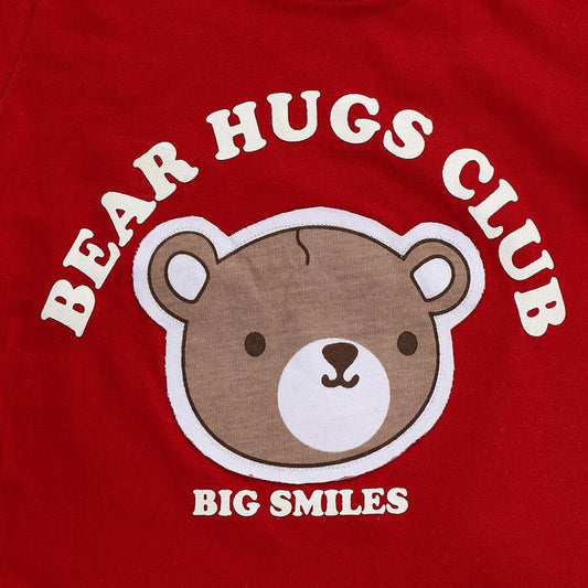 Red Cotton Round Neck Graphic Baby Suit